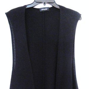 Made in Scotland: ESKANDAR Black "Mercerised Cotton Ribbon" Vest:  VG Condition